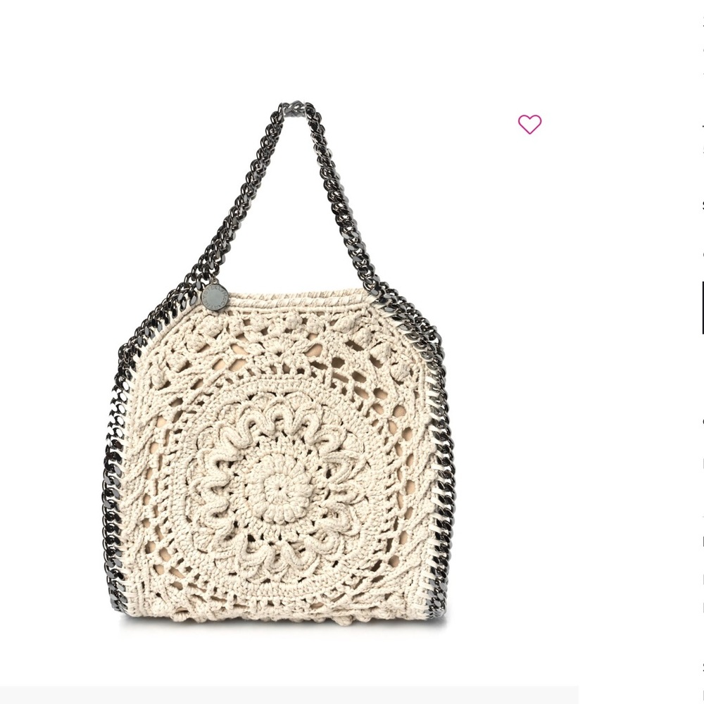 Stella McCartney Cotton Crochet Falabella Ajouree Tiny Tote Bag  - Ivory
